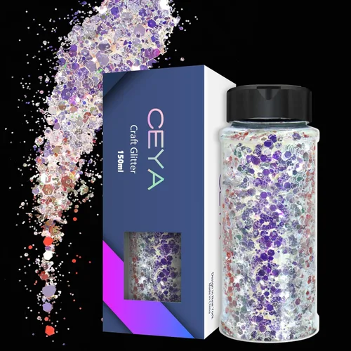 Vista 11 de Ceya - Juego de purpurina camaleón gruesa de 18 colores, 6.3 oz/180 g, polvo de purpurina artesanal con cambio de color, cada 15 ml, copos