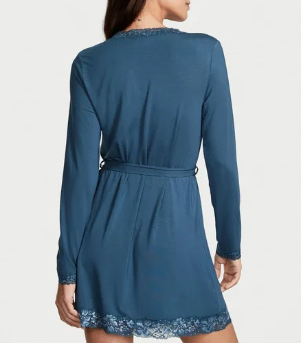 Vista 2 de Victoria's Secret Bata modal con ribete de encaje, ropa de dormir para mujer (XS-XXL)