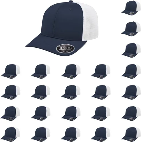 Vista 88 de Cap America i8502 Flexfit 110 Premium - Gorra de camionero de perfil medio con 6 paneles de malla trasera con protección UV y cierre ajustable