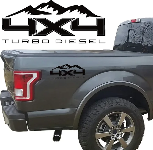 Vista 2 de 4X4 Turbo Diesel Mountain Bedside Vinilo Calcomanía para Ford Trucks Plata