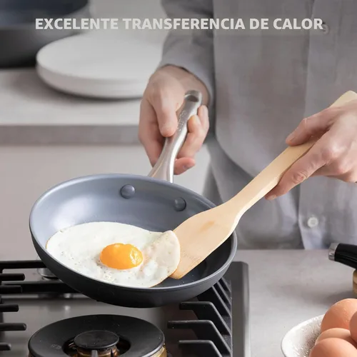Vista 5 de GreenPan Lima - Sartén de 8" de cerámica antiadherente dura anodizada, sartenes y ollas libres de PFAS y no tóxicas, aptas para horno y asador