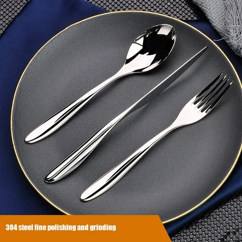 Vista 3 de 40-Piece Silverware Set for 8, Premium Food Grade Stainless Steel Flatware Sets, Mirror Polished Cutlery Set Includes Spoons Forks Knives