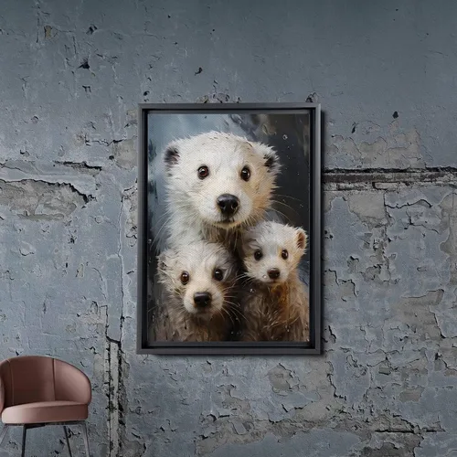 Vista 2 de Fox Mother Cub Print, In The Style Of Stencil,Based, Ivory, Kids Wall Art, Kids Wall Art Display, Mom And Baby Animal Art Print, Canvas, Art Decor