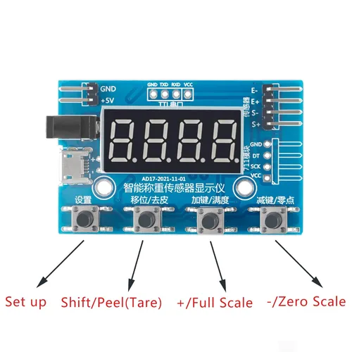 Vista 2 de HX711 Módulo de célula de carga digital, sensor de peso módulo A/D con pantalla Báscula de pesaje de 24 bits Smart Arduino Célula de carga Pantalla