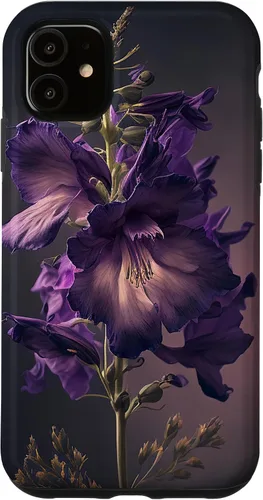 Vista 5 de Funda con diseño de flores moradas para iPhone 15