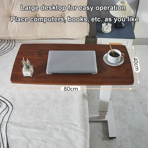 Vista 5 de Sude Table - Mesa auxiliar pequeña, mesa auxiliar movible, fácil de montar, resistente a los arañazos, altura ajustable, mesa de noche con ruedas