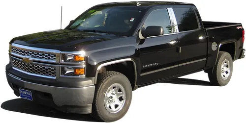 Vista 2 de QAA Es compatible con Chevrolet Silverado 2016-2018 4 piezas moldeadas de acero inoxidable para ruedas de pozo de guardabarros moldeadas WZ56181