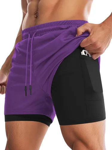 Vista 14 de Aolesy Pantalones cortos de gimnasio para hombre con forro de 5, 7, 9 pulgadas, ligeros, pantalones cortos de malla para entrenamiento, atléticos