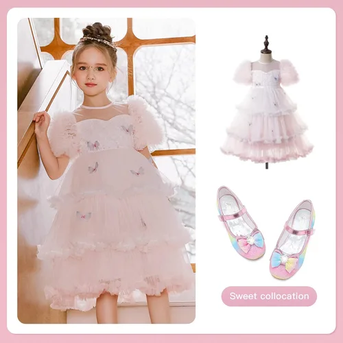 Vista 5 de Furdeour Girls Dress Shoes Mary Jane Wedding Flower Bridesmaids Heels Glitter Princess Shoes for Kids Toddler