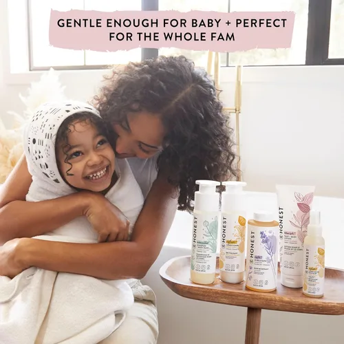 Vista 5 de The Honest Company Paquete de champú limpiador 2 en 1 y loción facial de gel corporal, suave para bebés de origen natural de cítricos vainilla