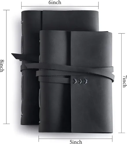 Vista 4 de MAYBELL Diario de cuero para escribir de 5 x 7 pulgadas, diario encuadernado en cuero genuino para hombres y mujeres, 200 páginas rayadas, cuaderno