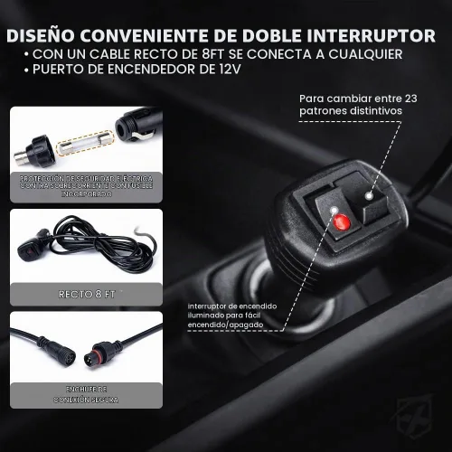 Vista 4 de Xprite - Luces estroboscópicas multicolor de 48 LED para visera, paquete de 2, luz solar interior para parabrisas para vehículos de construcción