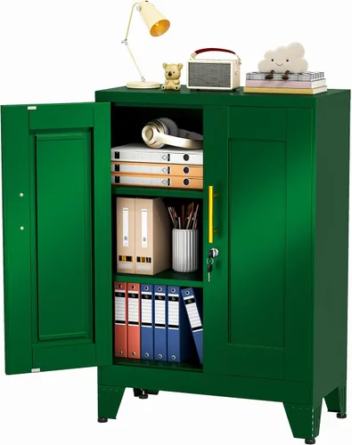 Vista 11 de Gabinete de almacenamiento de casillero de metal de 24.5"H con cerradura - Gabinete pequeño con cerradura para empleados, gabinete de casillero