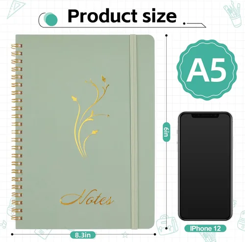 Vista 2 de Joyberg Cuaderno estético en espiral, 2 cuadernos bonitos, cuadernos de 8.3 x 6 pulgadas para mujeres, cuaderno en espiral A5 para oficina, escuela