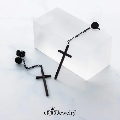 Vista 4 de 555Jewelry - Pendientes colgantes largos de acero inoxidable para mujer