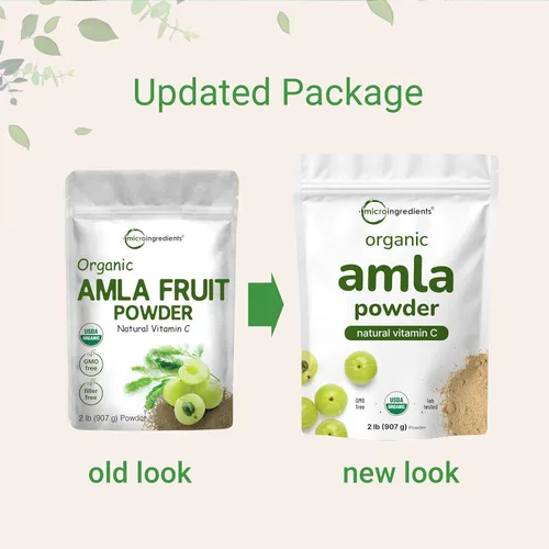 Vista 3 de Micro Ingredients Polvo de amla orgánico (Amalaki) 32 onzas, polvo de grosella espinosa de origen indio, rico en vitamina C, antioxidantes, apoya