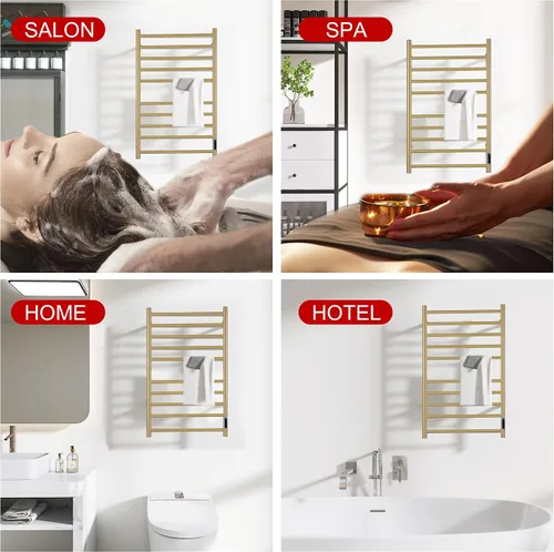 Vista 5 de Toalleros térmicos para baño, calentadores eléctricos de toallas para montar en la pared con temporizador y control de temperatura, calentador