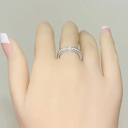 Vista 37 de Iumer - Anillo de zircón de dos piezas con incrustaciones de diamantes de imitación artificiales para mujer, talla 6-10.