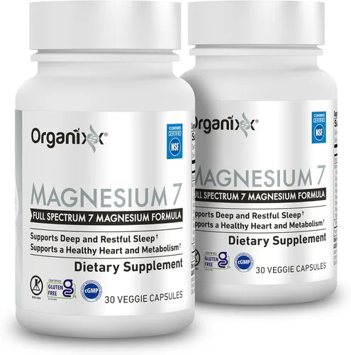 Vista 8 de Suplemento de magnesio Organixx, cápsulas naturales de magnesio para apoyo del sueño, recuperación muscular, con vitamina B6 y citrato y glicinato