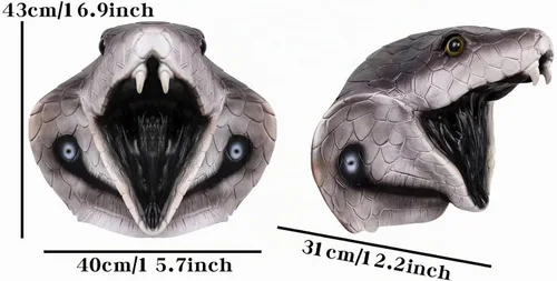 Vista 3 de Máscara de piel de serpiente, máscara de cabeza de cobra animal