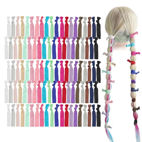 Vista 36 de MEEDEE Paquete de 100 lazos para el cabello, color negro, sin pliegues, nudos suaves para mujeres, sin daño, adecuado para colas de caballo, yoga