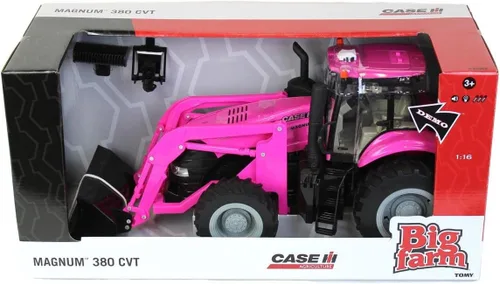 Vista 8 de ERTL 1/16 Big Farm Case IH Magnum Tractor rosa con cargador y luces y sonidos