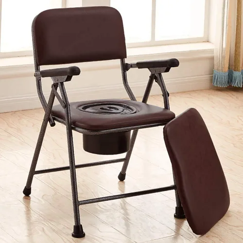 Vista 7 de Cómoda silla de inodoro de baño, sofá multifuncional para personas mayores, con cubo, cubierta, reposabrazos, respaldo para limpiar, plegable