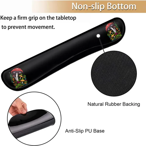 Vista 4 de Alfombrilla de mouse ergonómica para juegos con soporte de muñeca y teclado de espuma viscoelástica con base antideslizante para escritorio