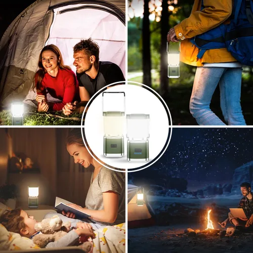 Vista 8 de Farol de Campamento Paquete de 2 Faroles para Cortes de Energía, Luces LED de Campamento para Colgar en Tiendas, Lámpara de Tienda de Campaña con 20