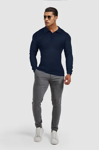 Vista 3 de GINGTTO Mens Long Sleeve Polo Shirts with Collar Slim Fit Muscle Fitted Polo for Men Ribbed