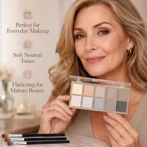 Vista 5 de Sulily Paleta de sombra de ojos color nude, 10 colores, maquillaje de sombra de ojos mate, gris pardo marrón, humo neutro, pigmento alto mezclable