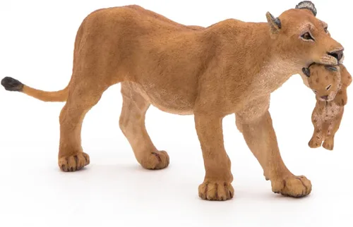Vista 5 de Papo Figura Wild Animal Kingdom, Leona con cachorro, multicolor (50043), 2.6 in