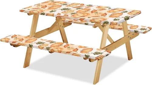 Vista 18 de Funda de mesa de picnic con fundas de banco, resistente al viento, resistente a las manchas, mantel de camping y accesorios de viaje, juego de 3