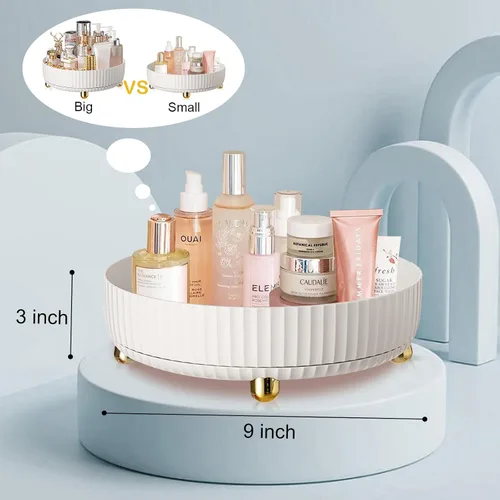 Vista 4 de Organizador de perfumes de maquillaje, bandeja de cosméticos, organizador de maquillaje giratorio de 360 grados, Lazy Susan de gran capacidad