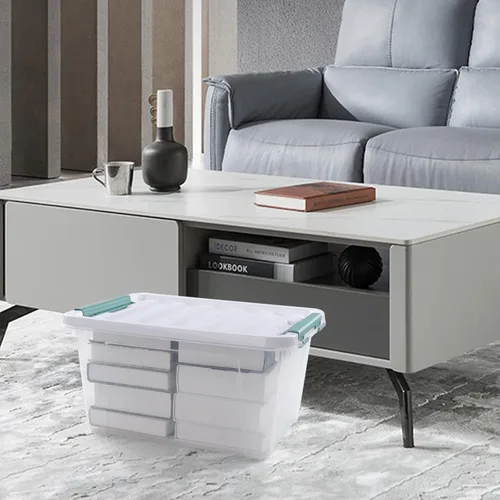 Vista 5 de Paquete de 4 cajas transparentes de 20 cuartos de galón con tapas, bolsas de almacenamiento de plástico