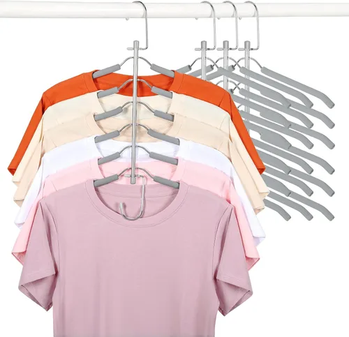 Vista 10 de TOPIA HANGER Percha para Ropa que Ahorra Espacio, Perchas de 6 Niveles para Camisas y Abrigos que Ahorran Espacio Sin Protuberancia en los Hombros