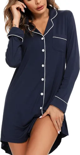 Vista 3 de Leikar Camisón de maternidad para mujer, pijama de lactancia de manga larga