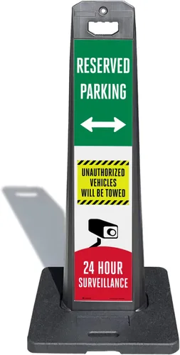 Vista 8 de SmartSign Letrero de "Estacionamiento reservado - Vigilancia 24 Horas, Vehículos No Autorizados Serán Remolcados" Aluminio reflectante de grado