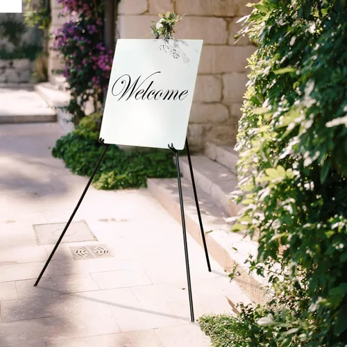 Vista 11 de Efavormart - Soporte de caballete de metal negro de 65 pulgadas, soporte de trípode plegable, perfecto para ceremonias de boda, decoraciones