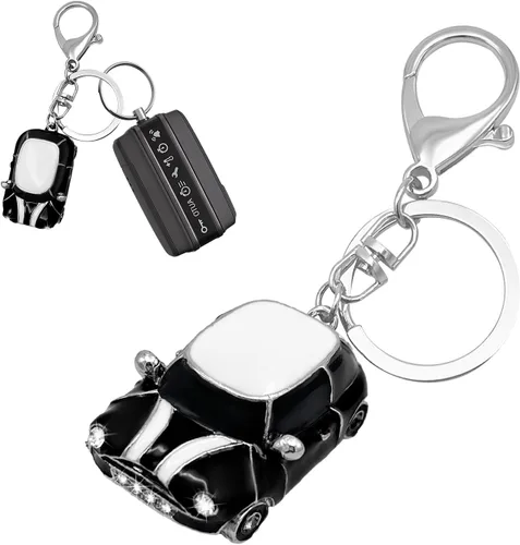 Vista 7 de Llavero de diamantes de imitación modelo de automóvil, llavero creativo con forma de automóvil, llavero de metal 3D, regalo para hombres y mujeres
