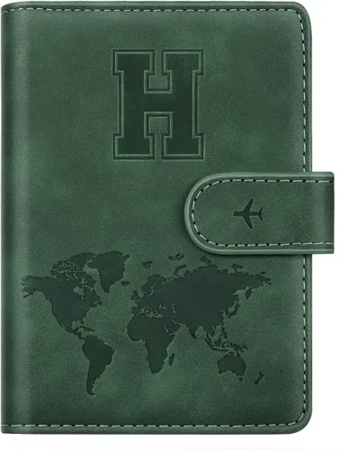 Vista 52 de Funda para Pasaporte Personalizada con Letra de la A a la Z, Billetera de Viaje con Bloqueo RFID, Funda para Pasaporte, Estuche para Pasaporte