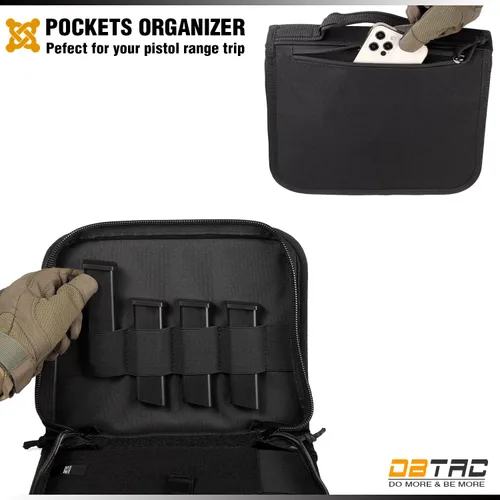 Vista 7 de DBTAC Estuche cuadrado para pistola Estuche táctico rígido para arma de fuego con 1 pistola, acolchado y con parche reflectante extraíble