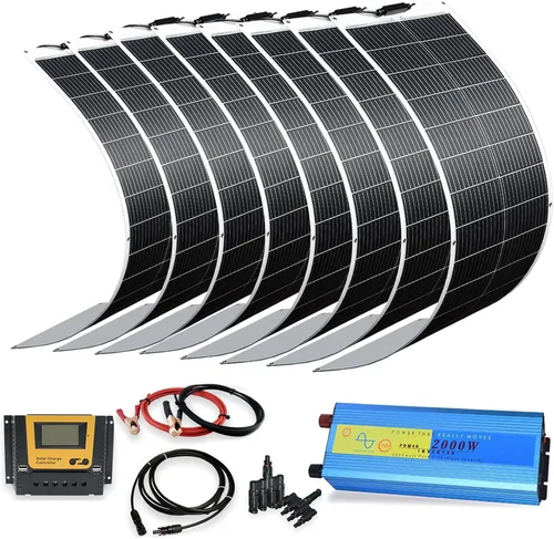 Vista 9 de XINPUGUANG Kit de sistema flexible de panel solar de 200 W 12 V, módulo de fibra de vidrio monocristalino de 2 x 100 W, cable de extensión