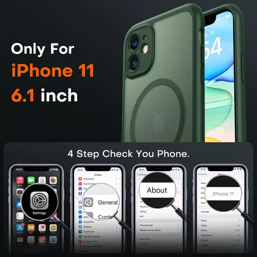 Vista 2 de TOCOL Funda para iPhone 11, compatible con Magsafe, protección completa de cámara, imanes integrados, protección contra caídas, funda translúcida