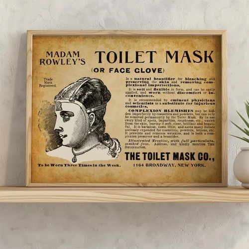 Vista 7 de Madam Rowley's Toilet Mask Advertisement Vintage Beauty Framed Wall Decor Victorian Cosmetic History Artwork Antique Skincare Illustration