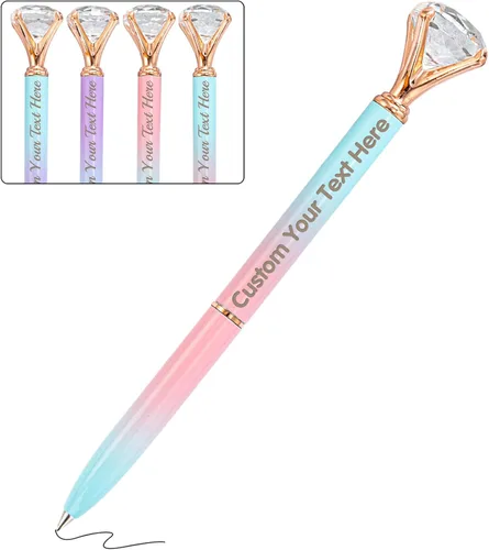 Vista 16 de 12 bolígrafos de diamante con bolígrafo personalizado de cristal a granel grabados personalizados con nombre bolígrafo de tinta negra para boda