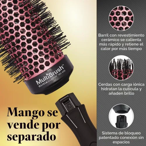 Vista 4 de Olivia Garden MultiBrush - Cepillo térmico desmontable no eléctrico con barril de cerámica