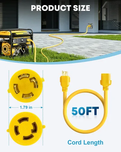 Vista 5 de Kohree Cable de extensión para generador de 30 amperios de 50 pies