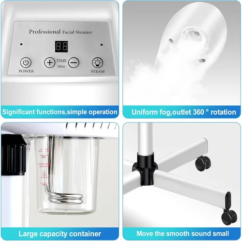 Vista 3 de Vaporizador Facial Profesional para Atomización, Humidificador, Atomizador, Altura y Ángulo Ajustables, Vaporizador Facial para Limpiar la Piel
