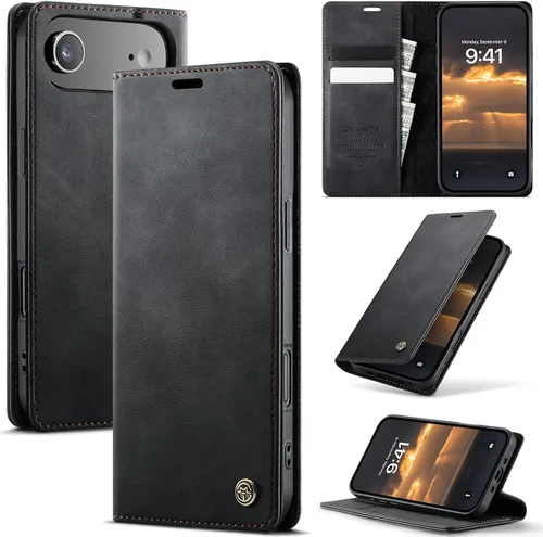 Vista 30 de Funda tipo cartera para Samsung Galaxy Z Fold 7 de piel con tarjetero y función atril, cierre magnético, bloqueo RFID, TPU a prueba de golpes, Negro